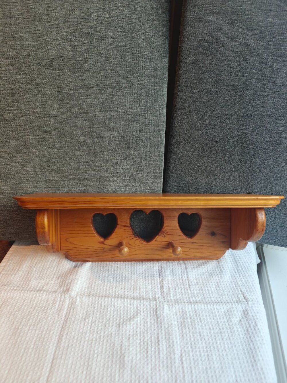 Vintage Solid Wood Heart Wall Shelf 18 in | Cottagecore Folk Art Display